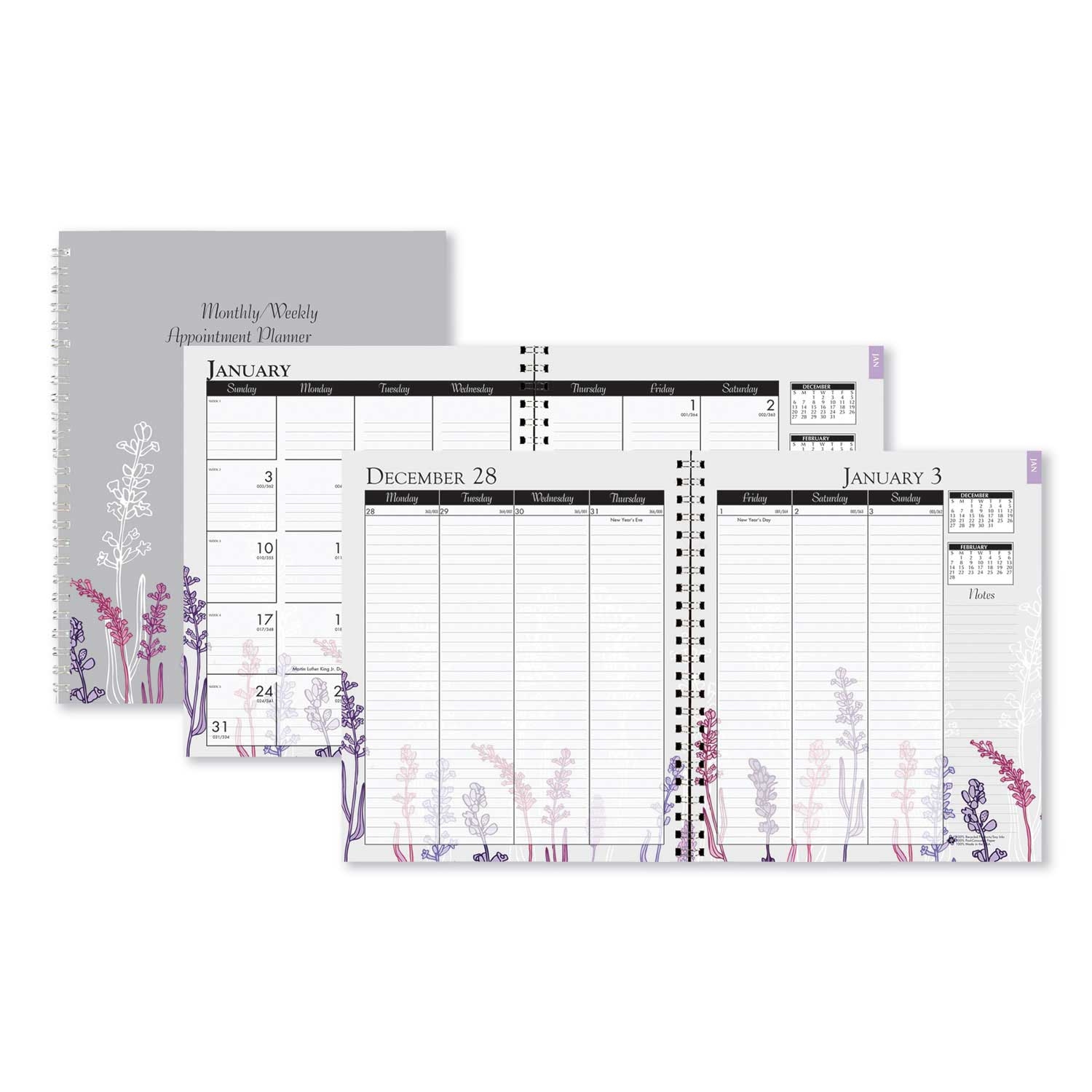 House of Doolittle 100 Percent Recycled Wild Flowers Monthly Weekly Planner, 9 x 7 inch