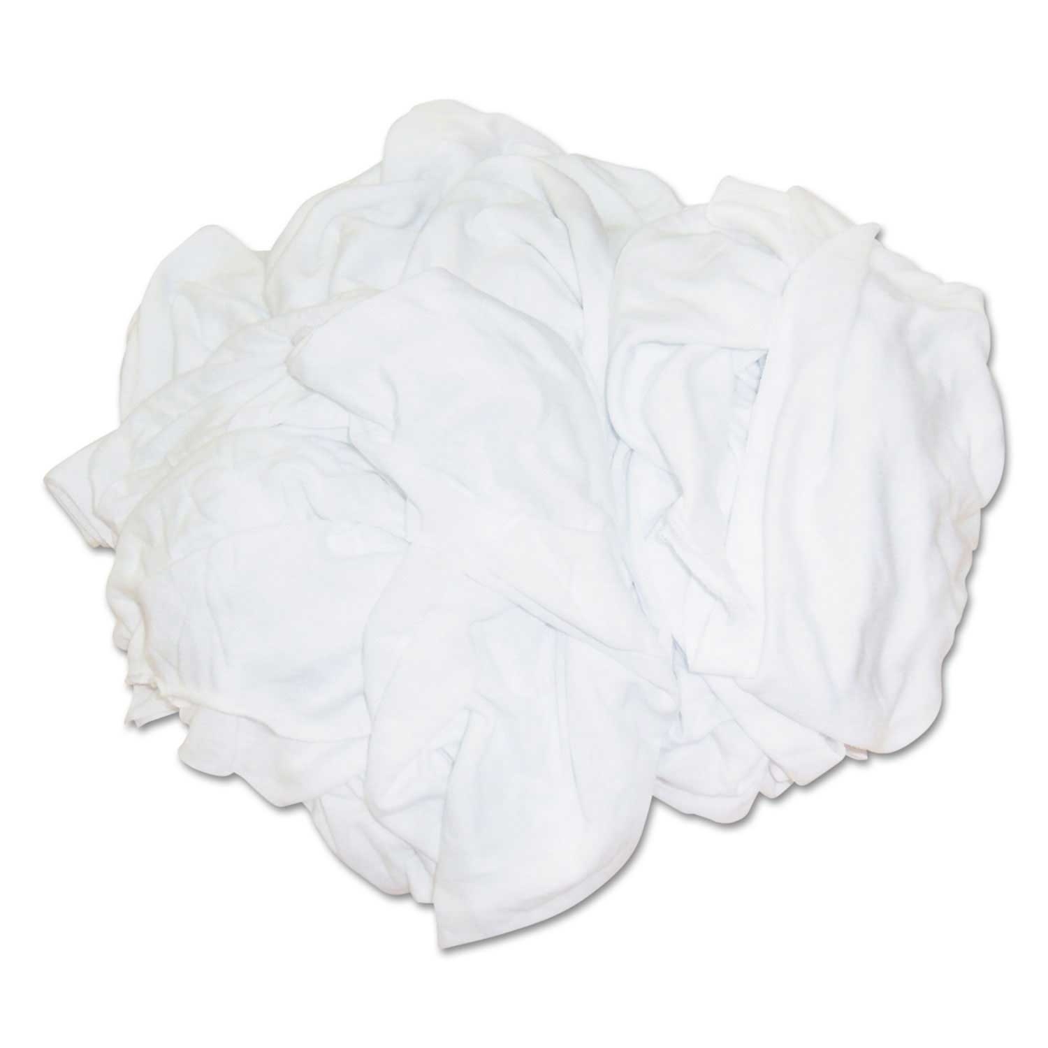 Hospeco Multi Fabric New Bleached White T Shirt Rag, 25 Pound Polybag