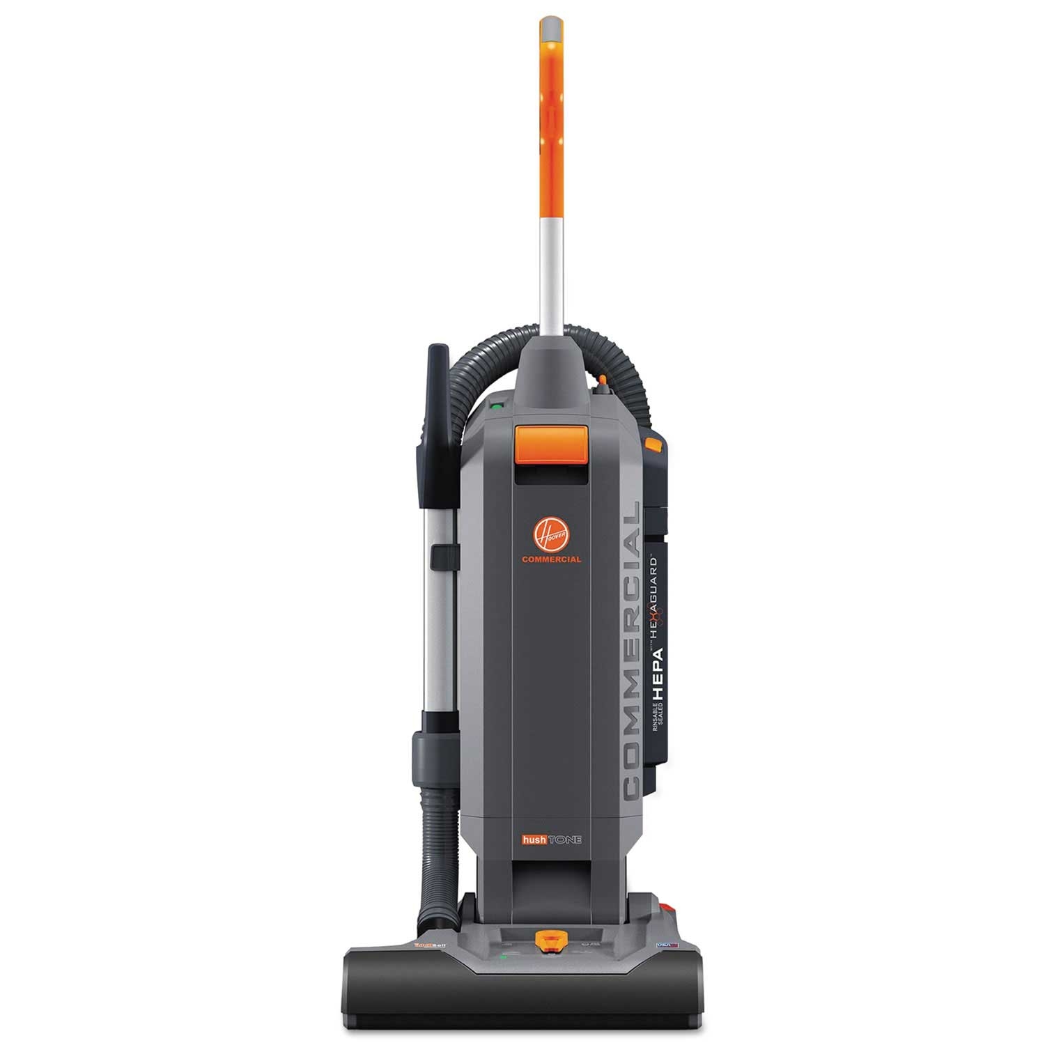 Hoover Commercial Orange and Gray Hushtone Vacuum Cleaner with Intellibelt, 15 inch