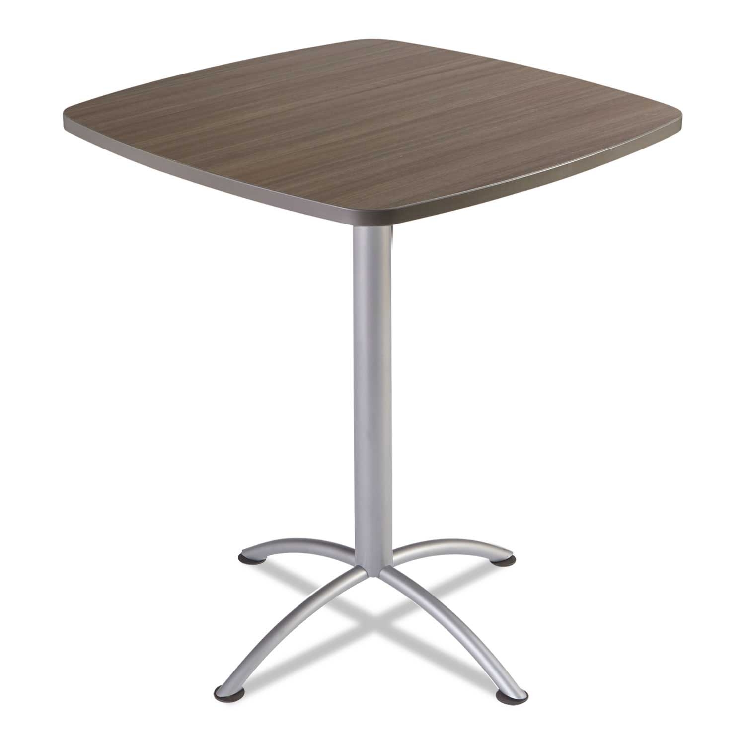 Iceberg Natural Teak/Silver Square Bistro Style Contour iLand Table, 36 x 36 x 42 inch
