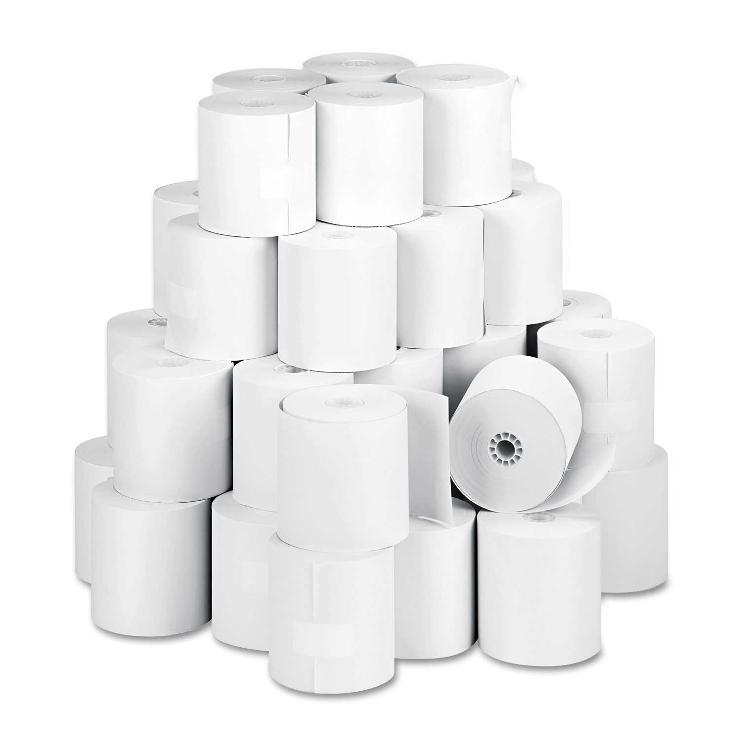 Iconex White Impact Bond Paper Rolls, 3 inch x 150 Feet -- 50 per case