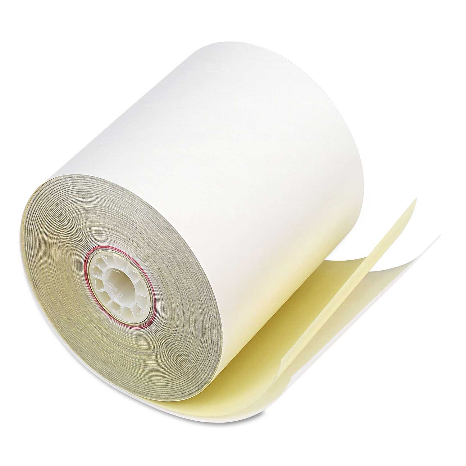 Iconex White/Canary 2 Ply Impact Printing Carbonless Paper Roll, 3 inch x 90 Feet -- 50 per case