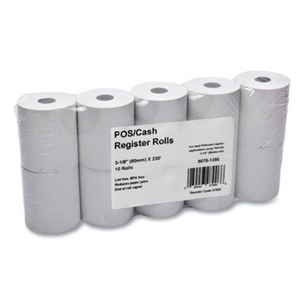 Iconex White Direct Thermal Printing Thermal Paper Roll, 3.13 inch x 230 Feet -- 10 per pack