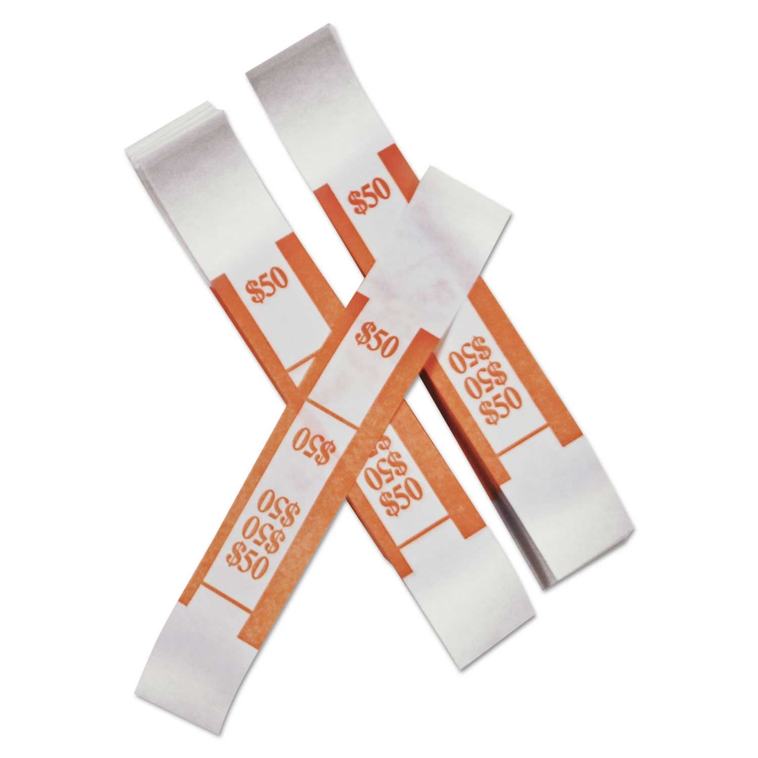 Iconex $50 Bill Self Adhesive Color Coded Kraft Currency Strap - 1000 per pack -- 1 pack per case