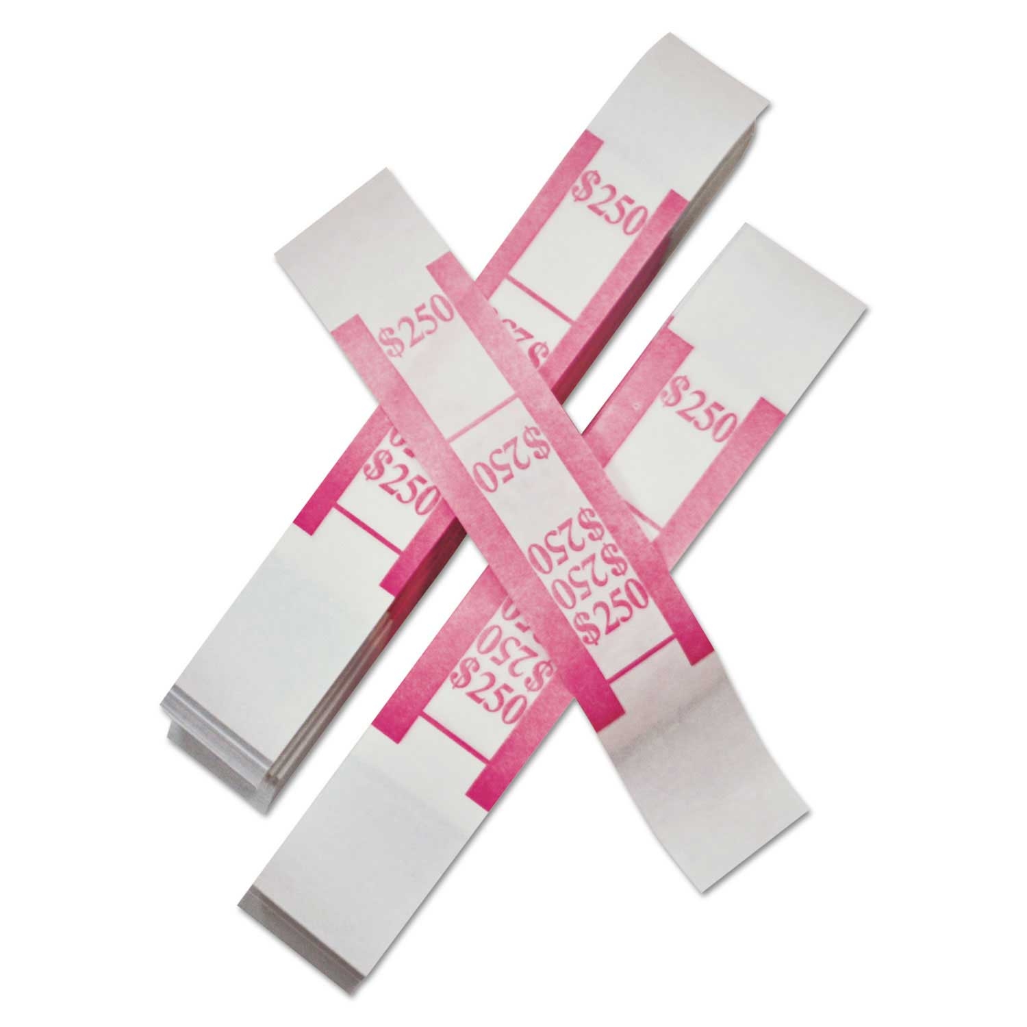 Iconex $250 Bill Self Adhesive Color Coded Kraft Currency Strap - 1000 per pack -- 1 pack per case