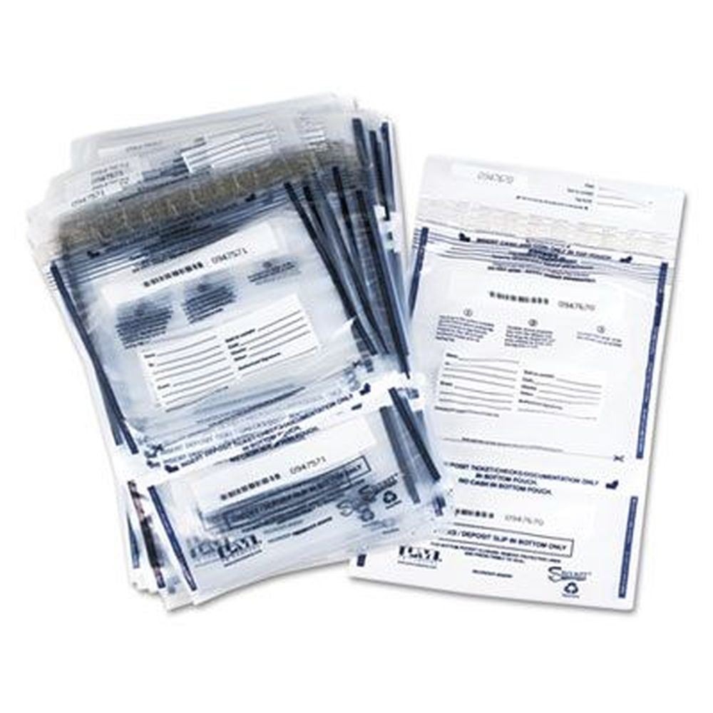 Iconex Clear Plastic Tamper Evident Dual Deposit Bag, 11 x 15 inch -- 100 per pack