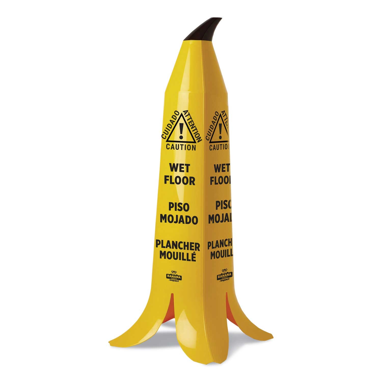 Impact Yellow/Brown/Black Banana Wet Floor Cones, 14.25 x 14.25 x 36.75 inch
