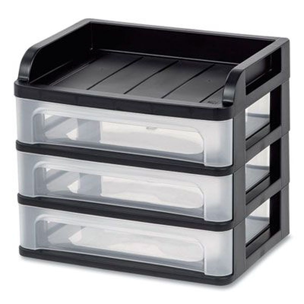IRIS Medium 3 Sections Letter Size Files Three-Drawer Desktop Storage, 14.25 x 11.88 x 11.25 inch