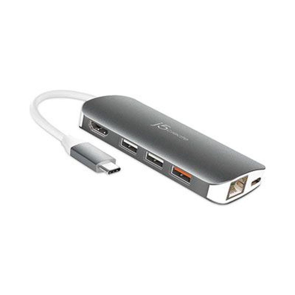 j5create Gray/White USB-C Multiport Adapter