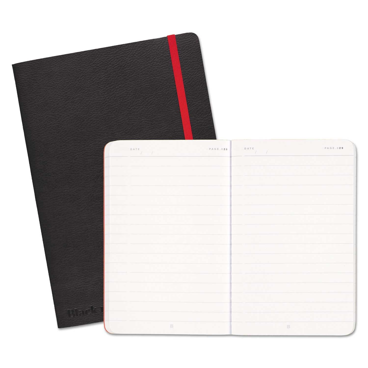 Black N Red Wide / Legal Rule 71 Sheets Black Soft Cover Notebook, 8.25 x 5.75 inch