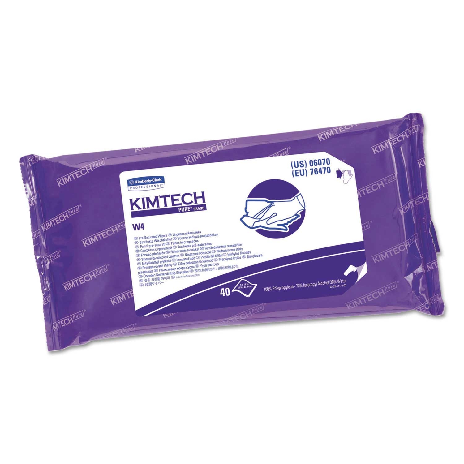 Kimtech Polypropylene White W4 Presat Alcohol Wiper, 9 x 11 inch - 40 per pack -- 10 packs per case