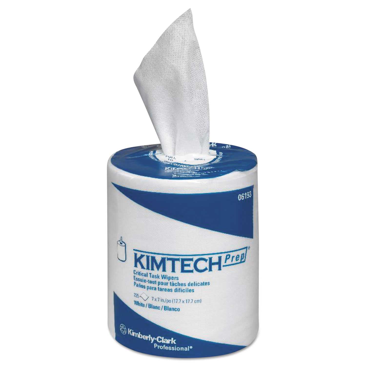 Kimtech Scottpure White Center-Pull Unscented Critical Task Wipes, 7 x 7 inch - 225 per roll -- 6 rolls per case