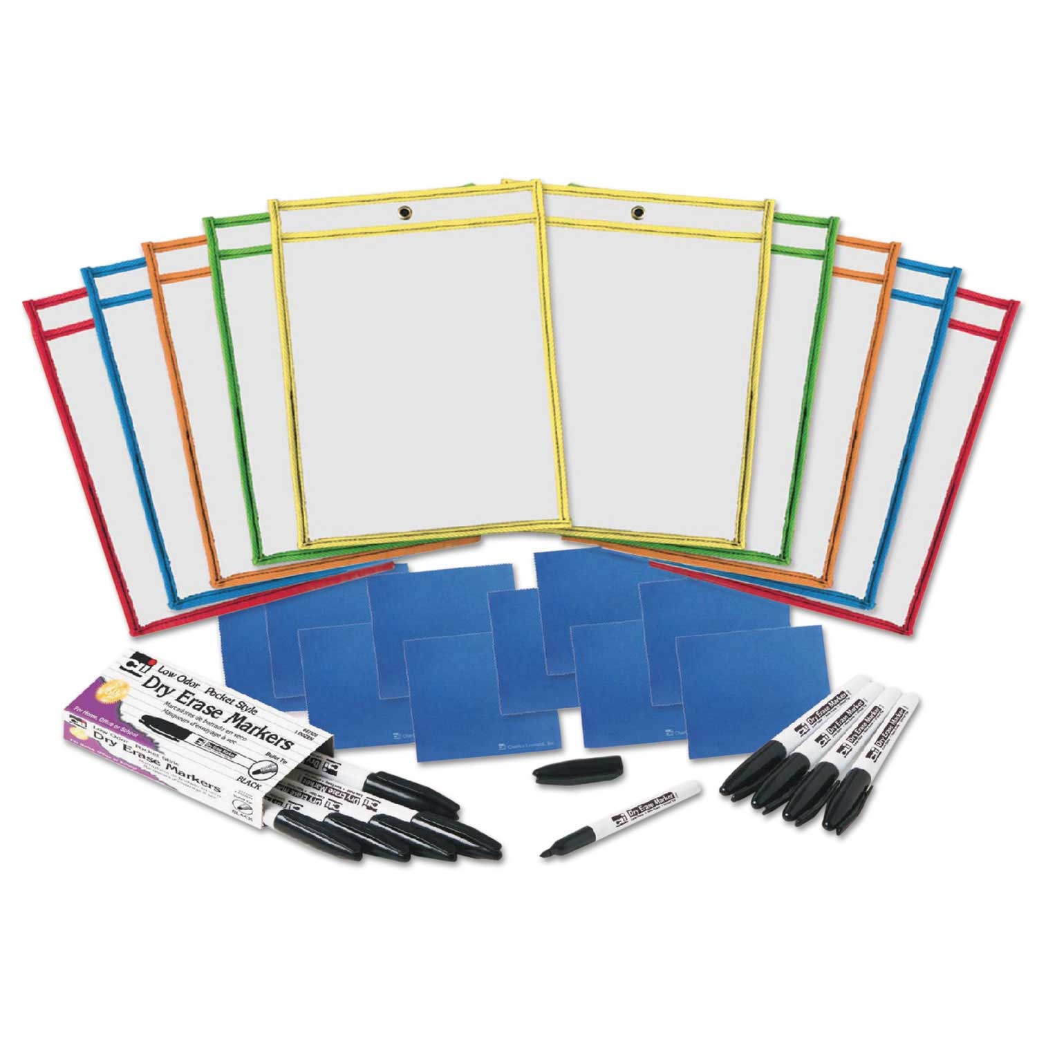 Charles Leonard Assorted Primary Colors Pocket Style Dry Erase Marker - 10 count Class Pack -- 1 kit