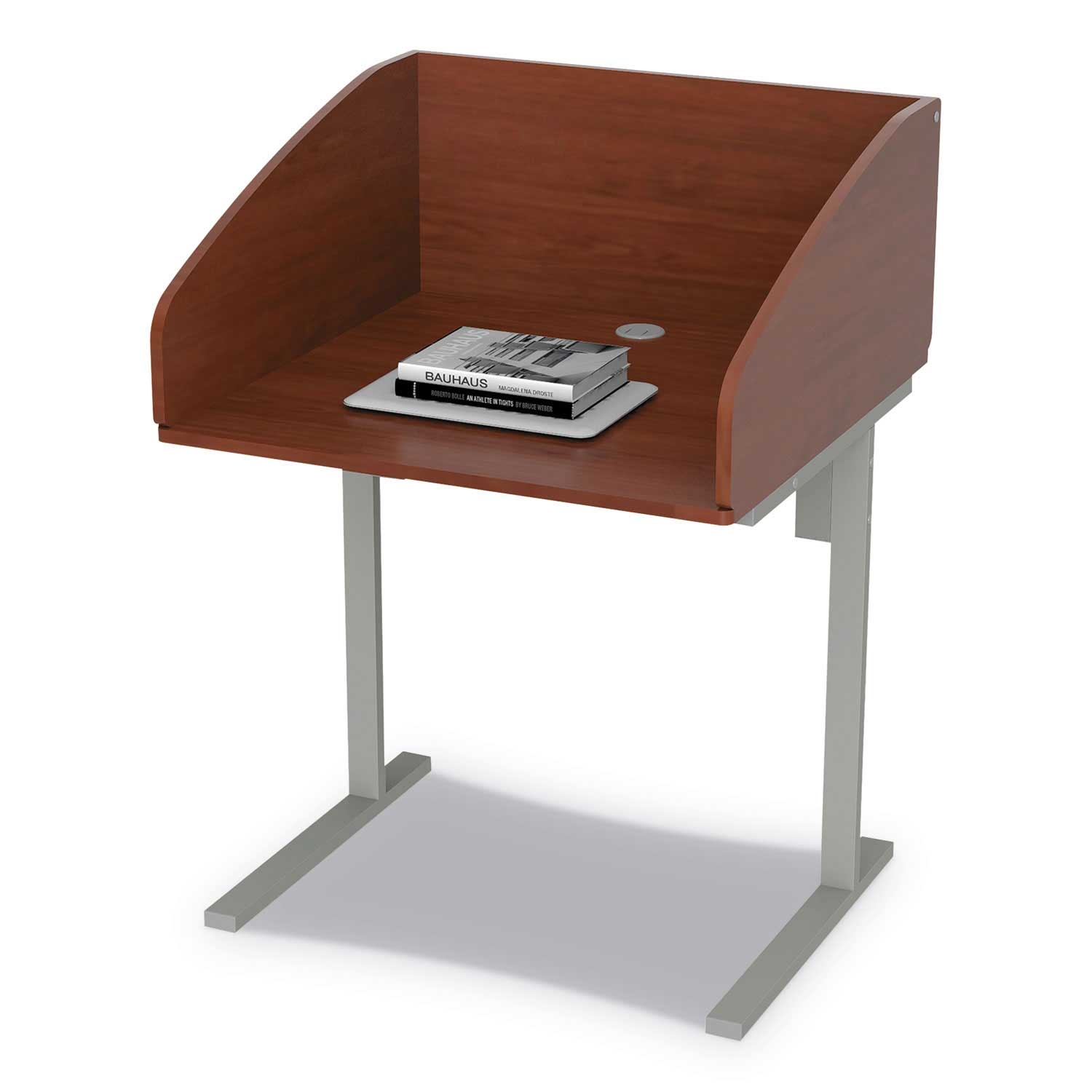 Linea Italia Laminate Cherry 2-Leg Study Carrell Starter Unit, 31.25 x 23.5 x 45.25 inch