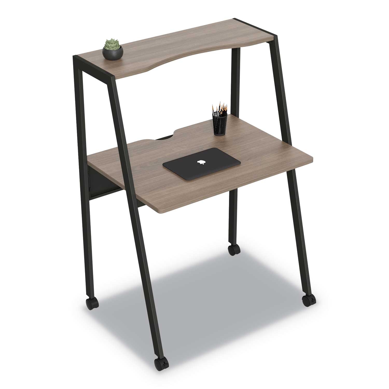 Linea Italia Kompass Laminate Natural Walnut Rectangular Flexible Home/Office Desk, 33 x 23.75 x 48 inch