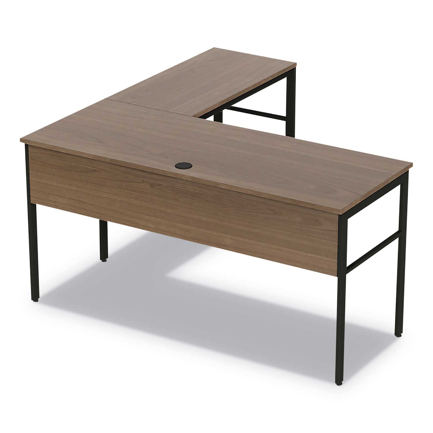 Linea Italia Natural Walnut L-Shape Urban Desk Workstation, 59 x 59 x 29.5 inch