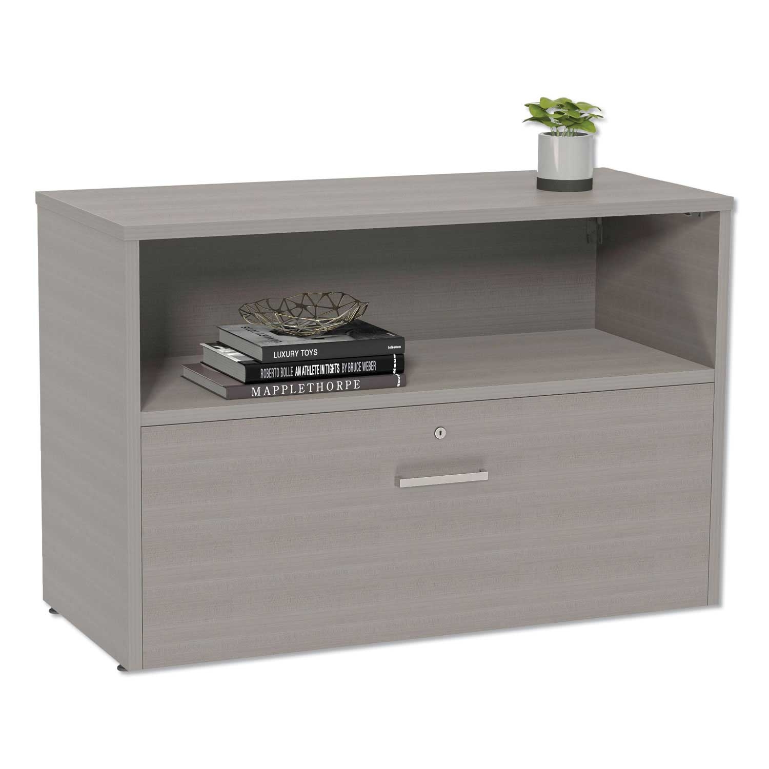 Linea Italia Urban Ash Credenza with Bottom Pedestal, 35.25 x 15.25 x 23.75 inch