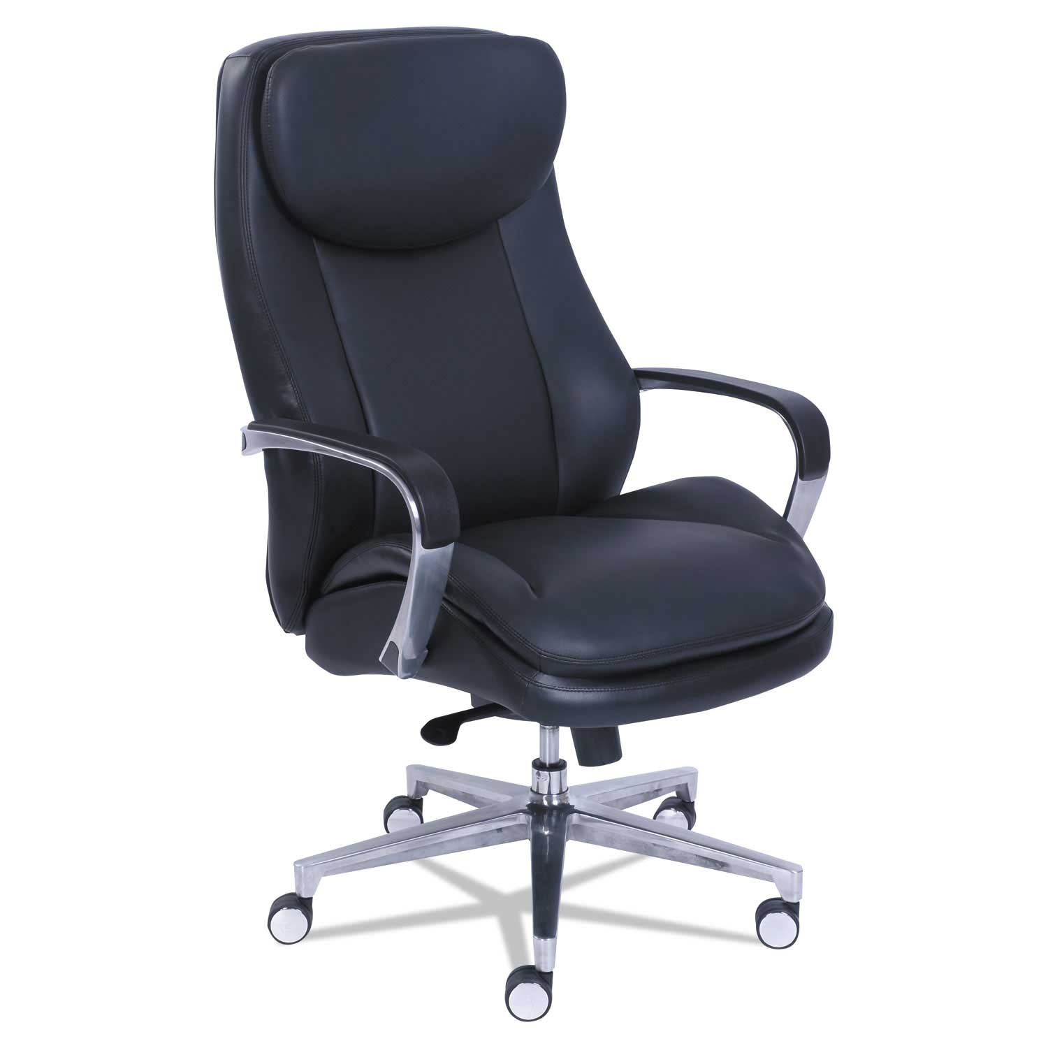 La-Z-Boy Black Seat and Back Commercial 2000 High-Back Executive Chair with Silver Base, Supports up to 300 Pound
