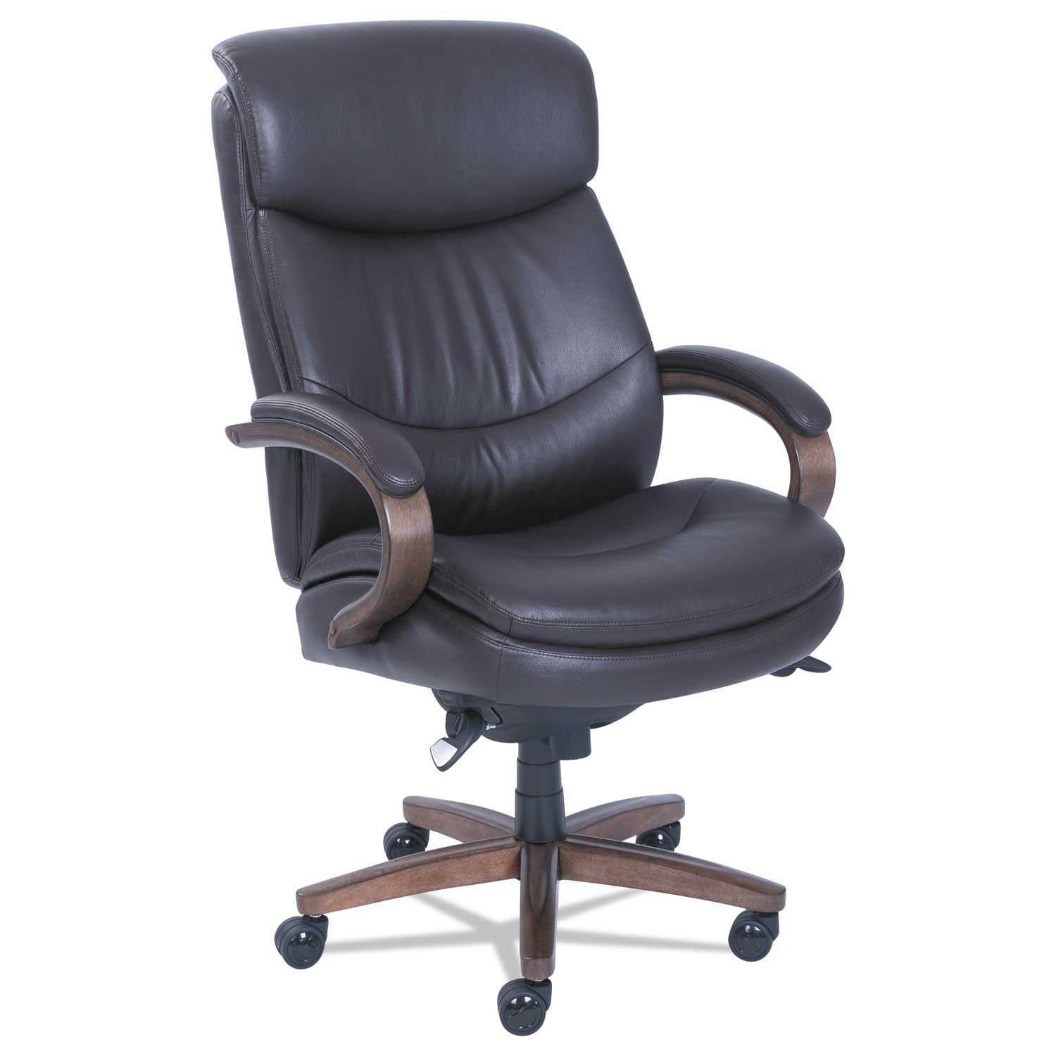 La-Z-Boy Brown Seat and Back Woodbury Big and Tall Executive Chair with Weathered Sand Base, Supports up to 400 Pound