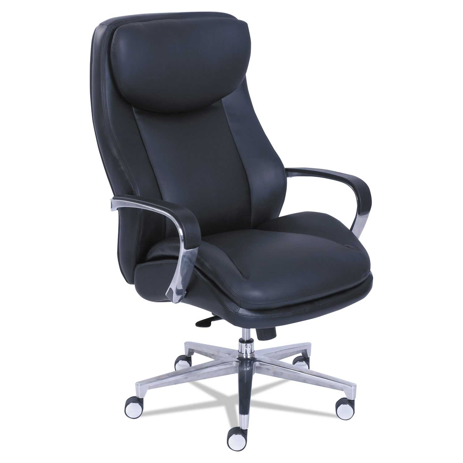 La-Z-Boy Black Seat and Back Commercial 2000 Big and Tall Executive Chair with Silver Base, Supports up to 400 Pound