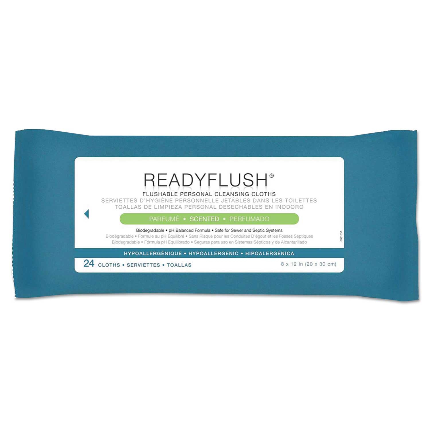 Medline Readyflush Biodegradable Flushable Wipe, 8 x 12 inch - 24 per pack -- 1 pack per case