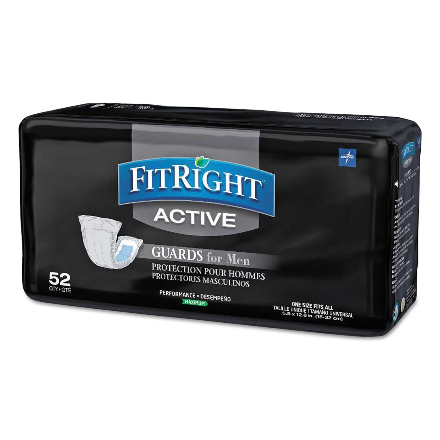 Medline FitRight Active White Male Guards, 6 x 11 inch - 52 per pack -- 4 packs per case