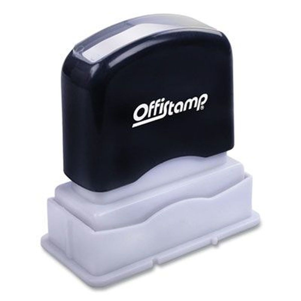Offistamp Blue Ink Completed Pre-Inked Message Stamp, 1.63 x 0.38 inch Impression