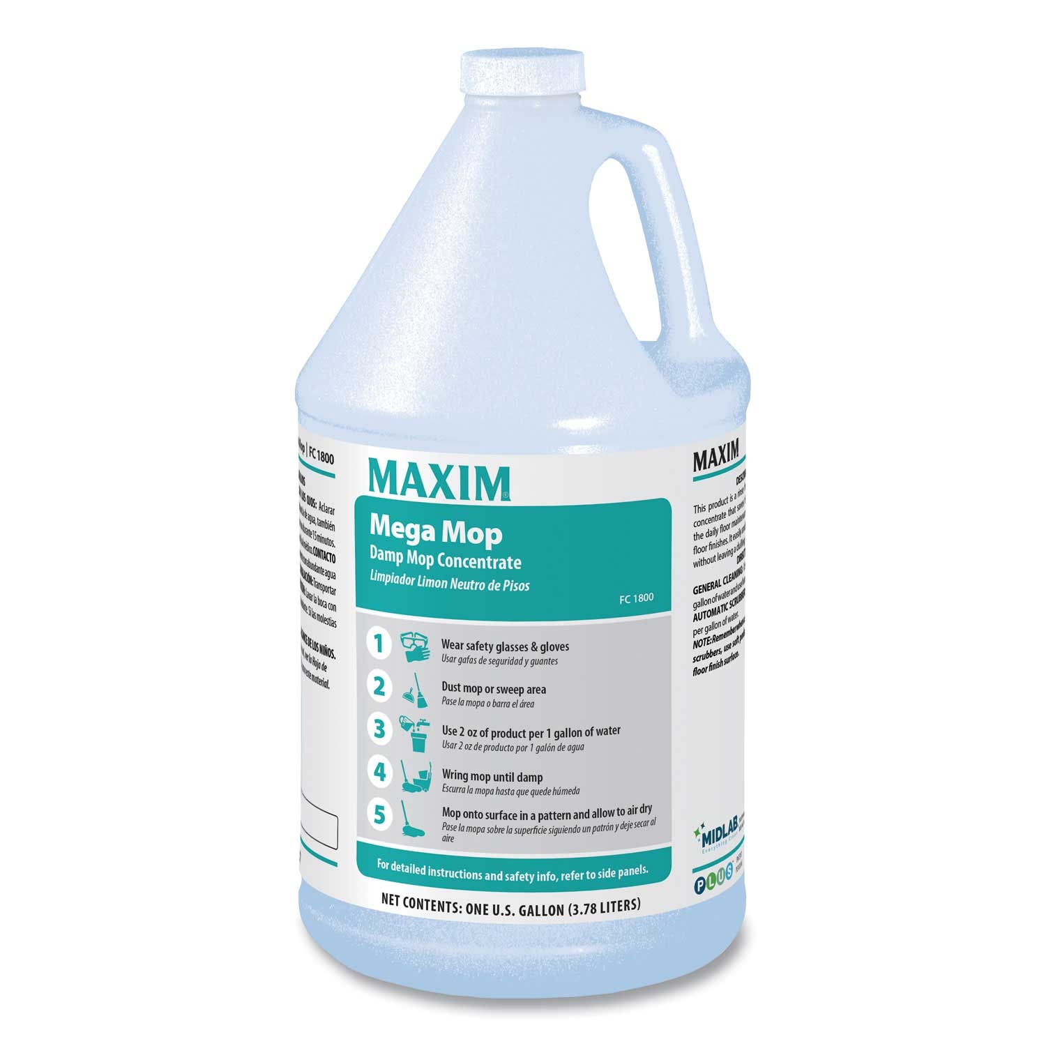 Maxim Lemon Scent Mega Mop Damp Mop Concentrate, 1 Gallon Bottle -- 4 per case