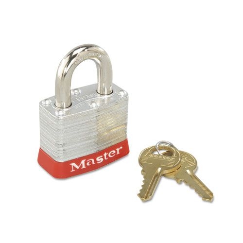 Master Lock Steel/Red Steel Body 4 Pin Safety Padlock -- 6 per case