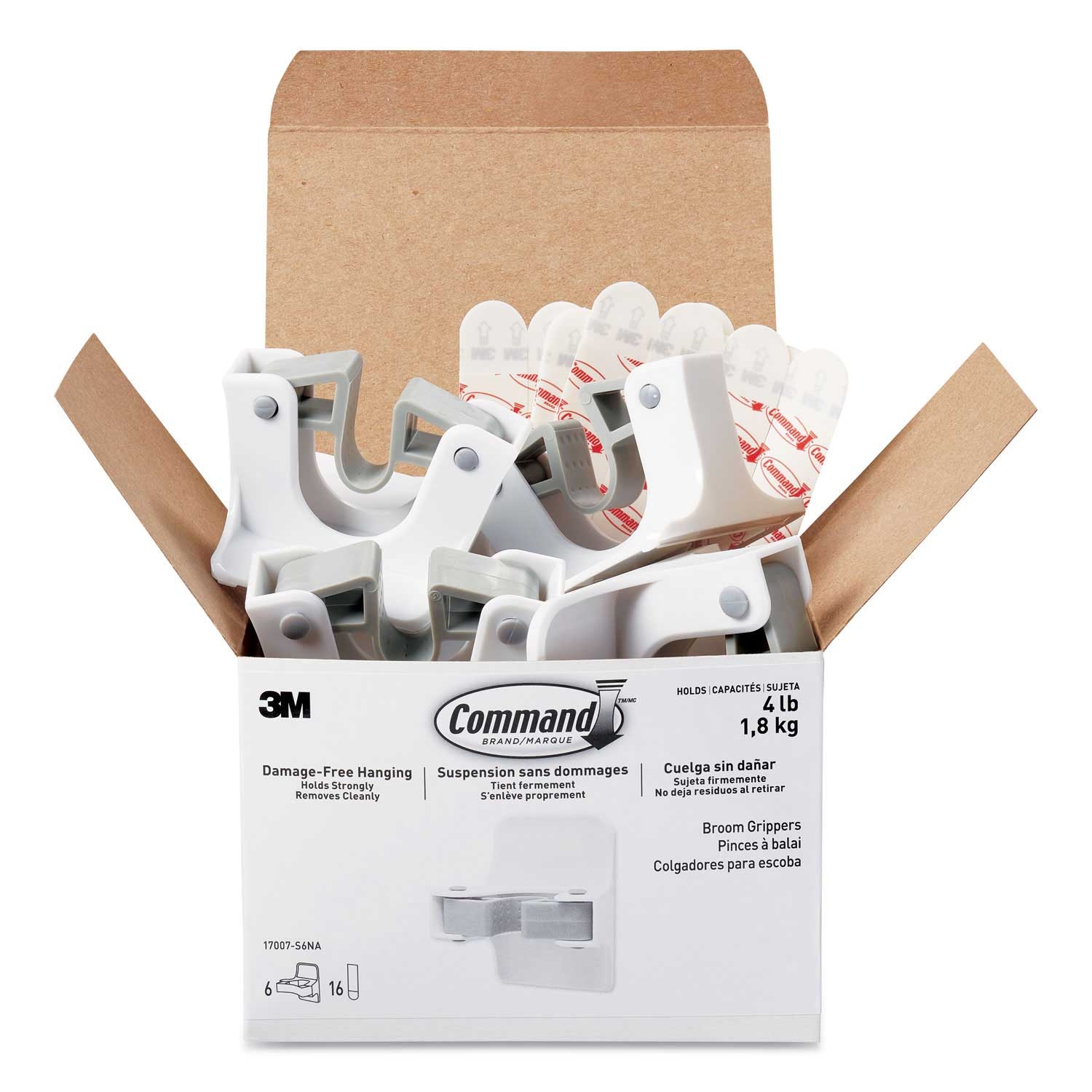 Command White with Gray Broom Gripper, 3.12 x 1.85 x 3.34 inch -- 1 pack