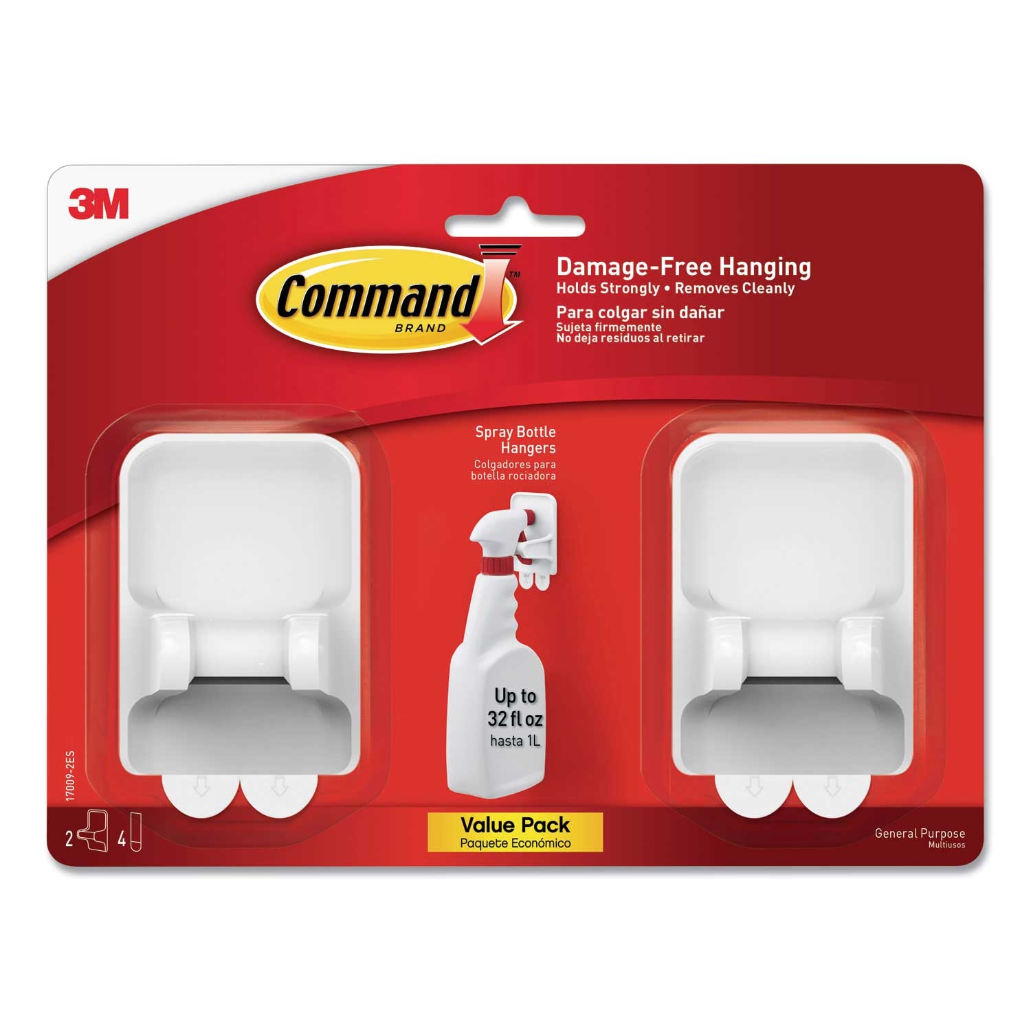 Command White Spray Bottle Holder, 2.34 x 1.69 x 3.34 inch -- 1 pack