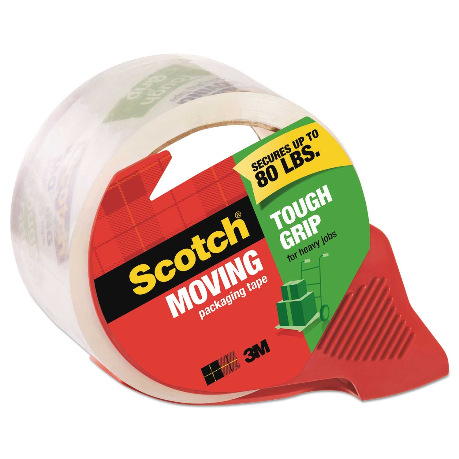 Scotch Clear Tough Grip Moving Packaging Tape with Dispenser, 1.88 inch x 54.6 Yard -- 1 roll