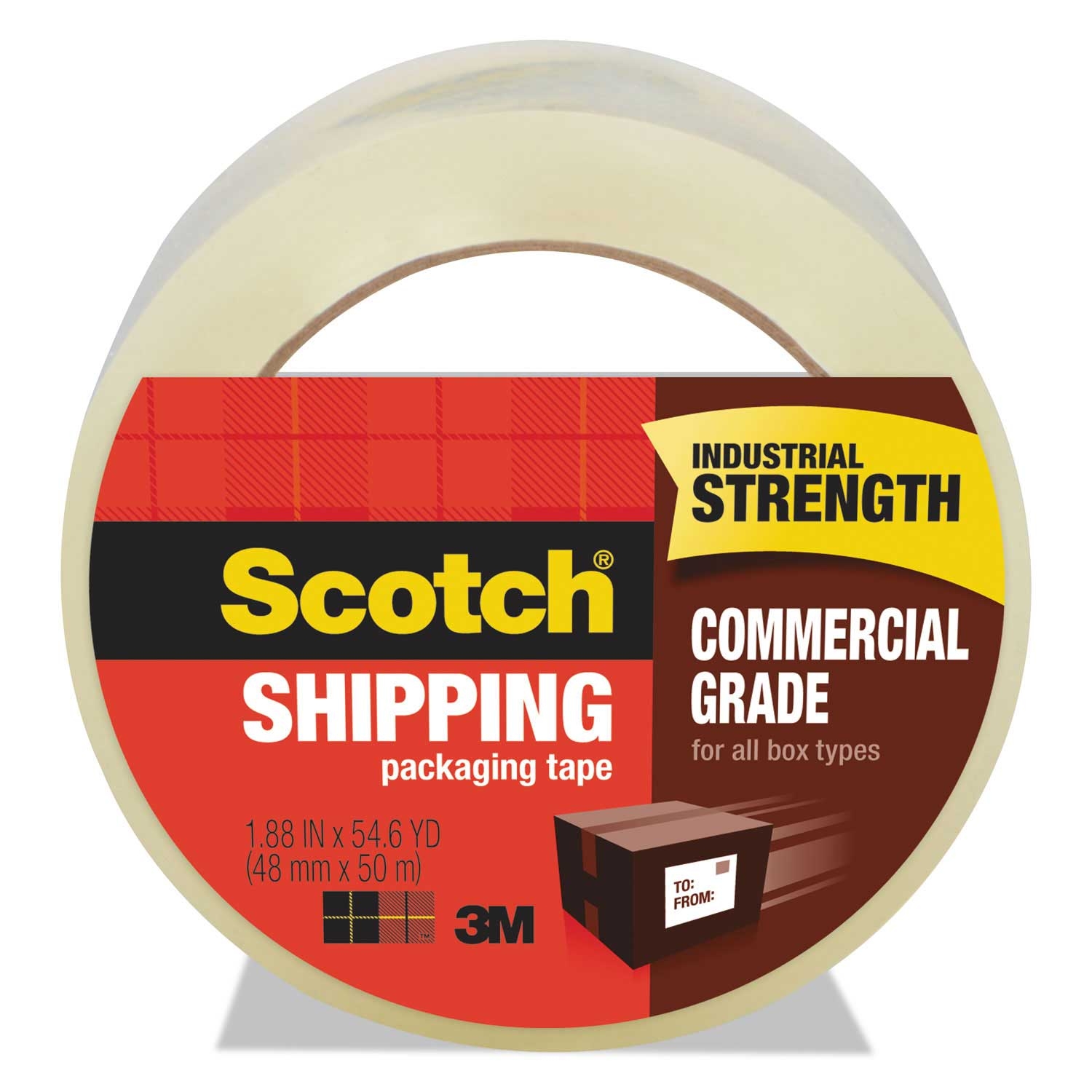 Scotch 3750 Commercial Grade Clear Shipping Packaging Tape, 1.88 inch x 54.6 Yards -- 1 roll