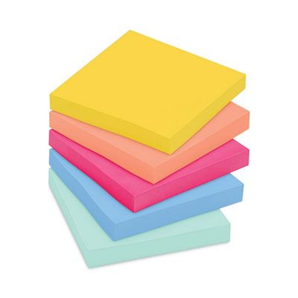 Post-it Summer Joy Collection Colors Note Pad, 90 Sheets per pad -- 5 pads per pack