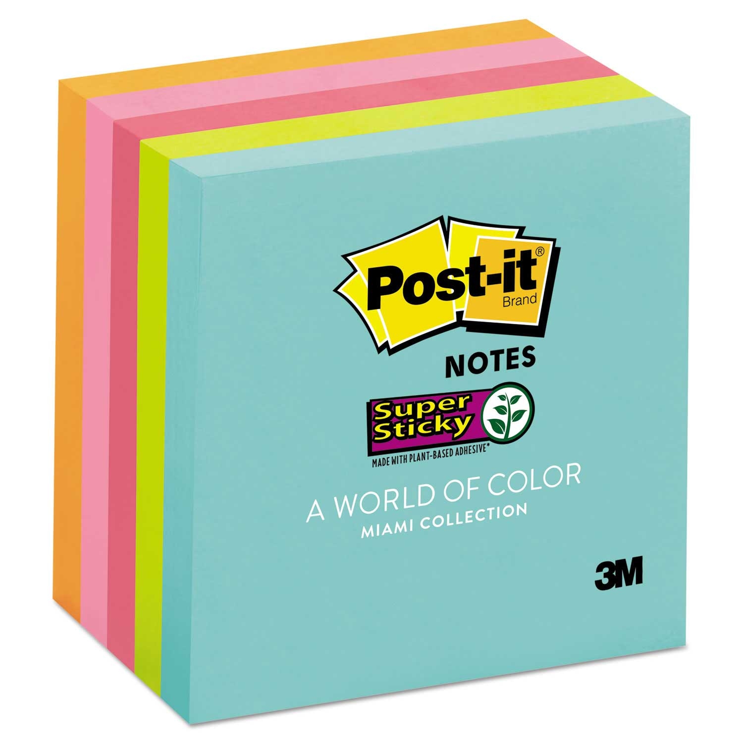 Post-it Super Sticky Miami Colors 90 Sheets Note Pad, 3 x 3 inch -- 5 per case