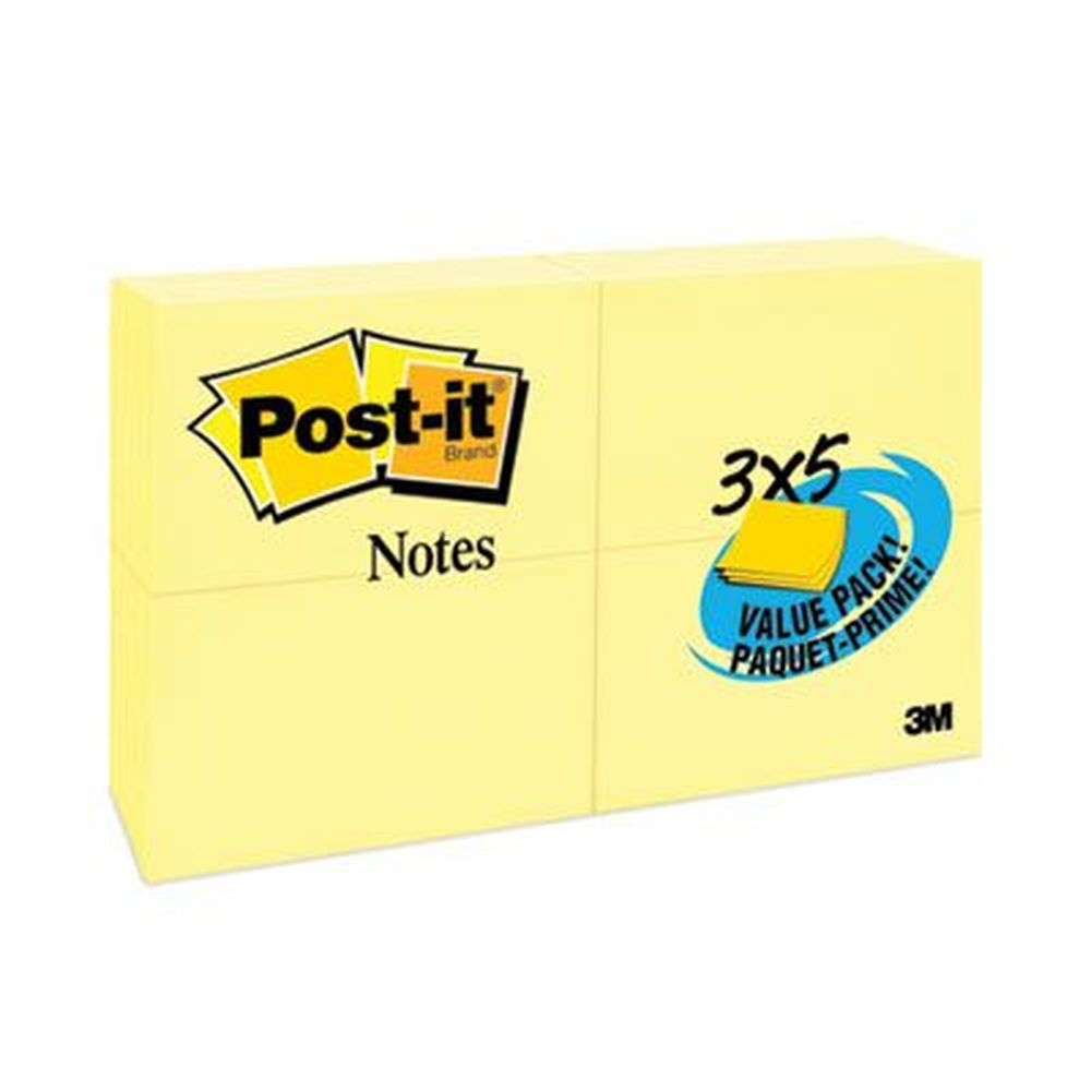 Post-it Notes Canary Yellow Original Pads Value Pack, 100 Sheets per pad -- 24 pads per pack