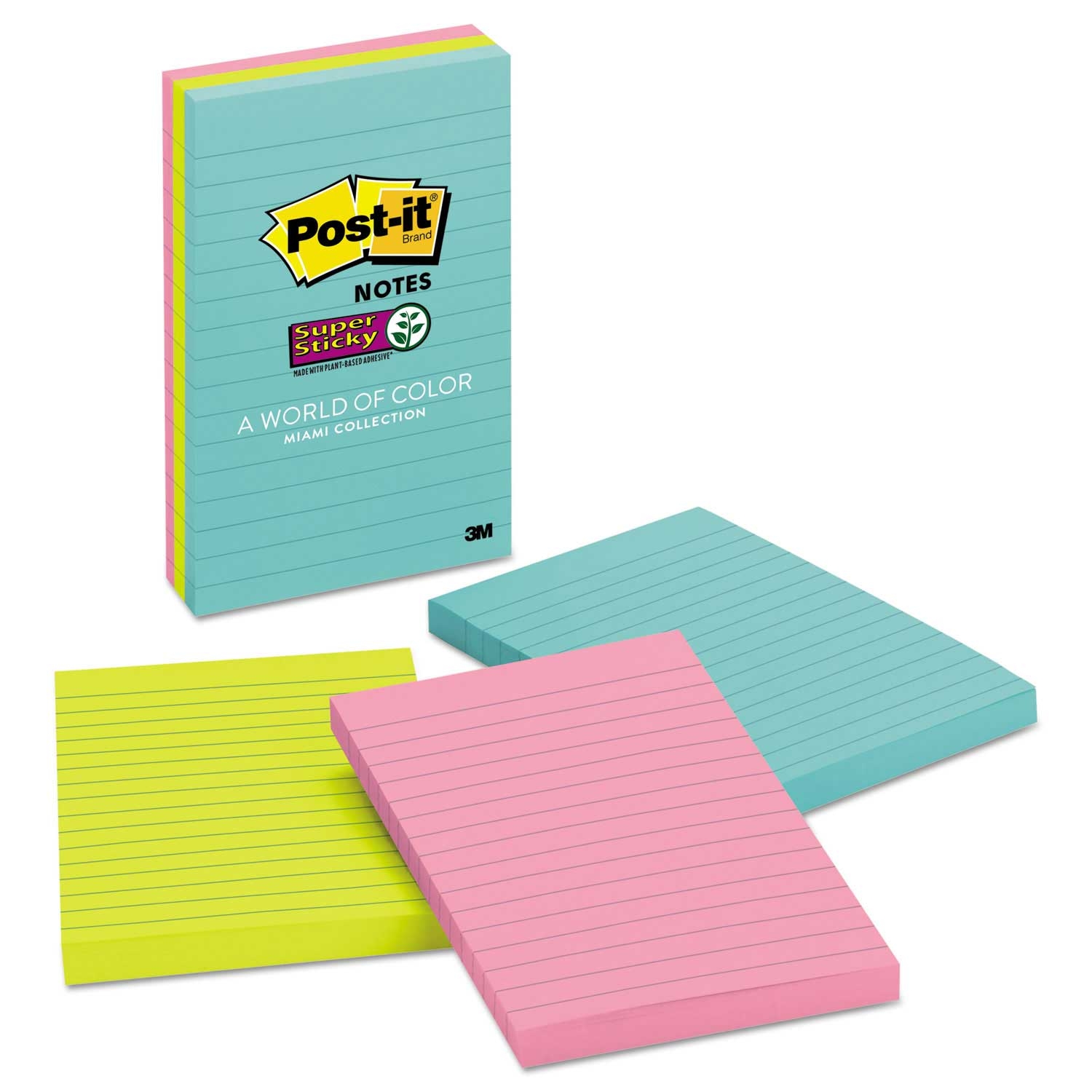 Post-it Super Sticky Miami Colors 90 Sheets Note Pad, 4 x 6 inch -- 3 per case