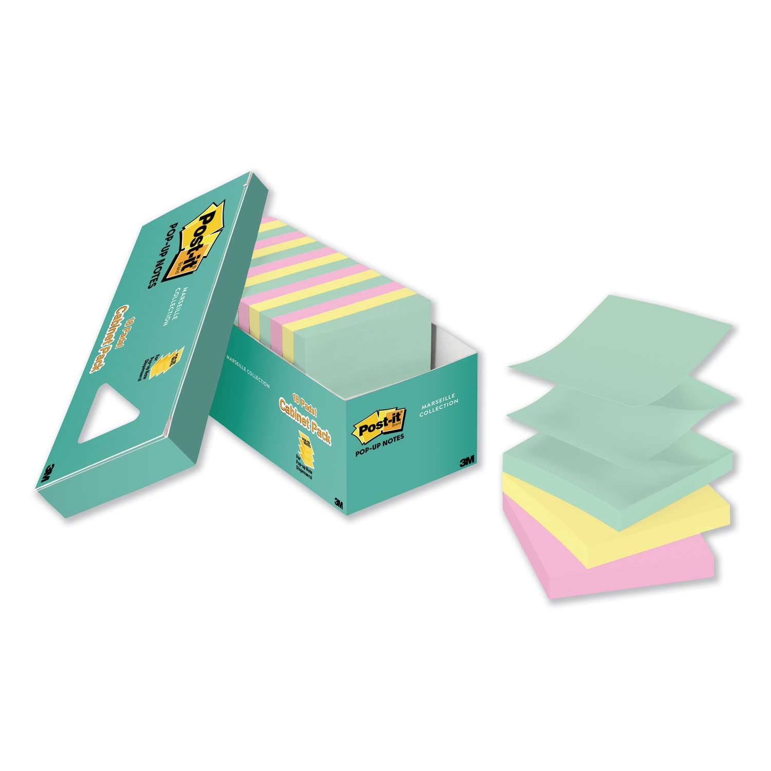 Post-it Pop Up Notes Marseille Collection Original 100 Sheets Pop-up Refill, 3 x 3 inch - 18 per pack -- 1 pack per case