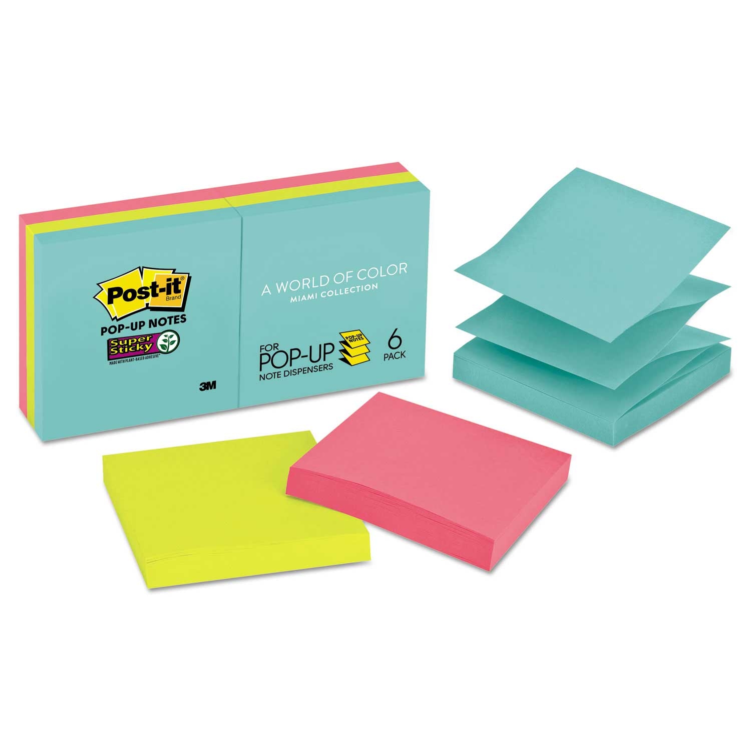 Post it Pop Up Miami 90 Sheets Note Refill, 3 x 3 inch -- 6 per case