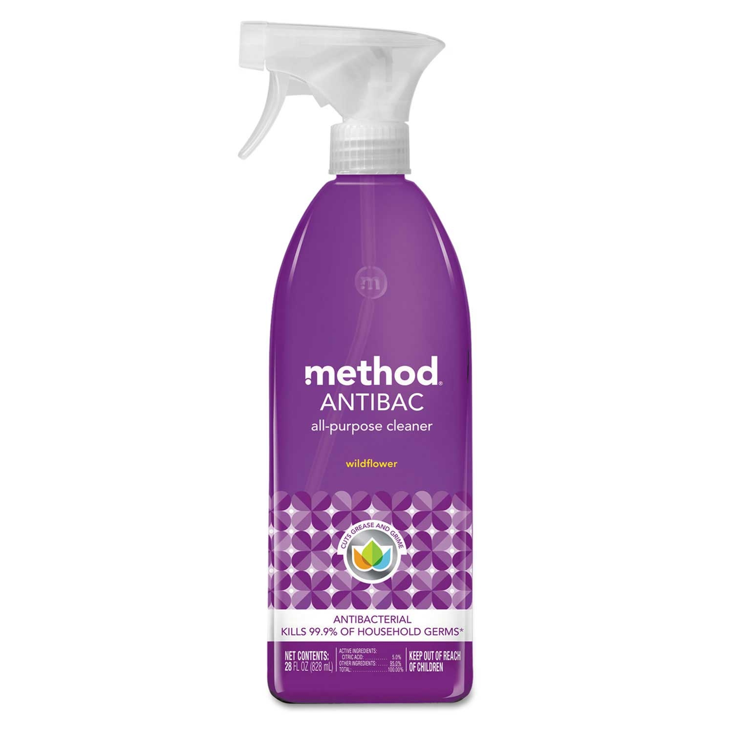 Method Wildflower Antibac All-Purpose Cleaner, 28 Ounce Spray Bottle -- 8 per case