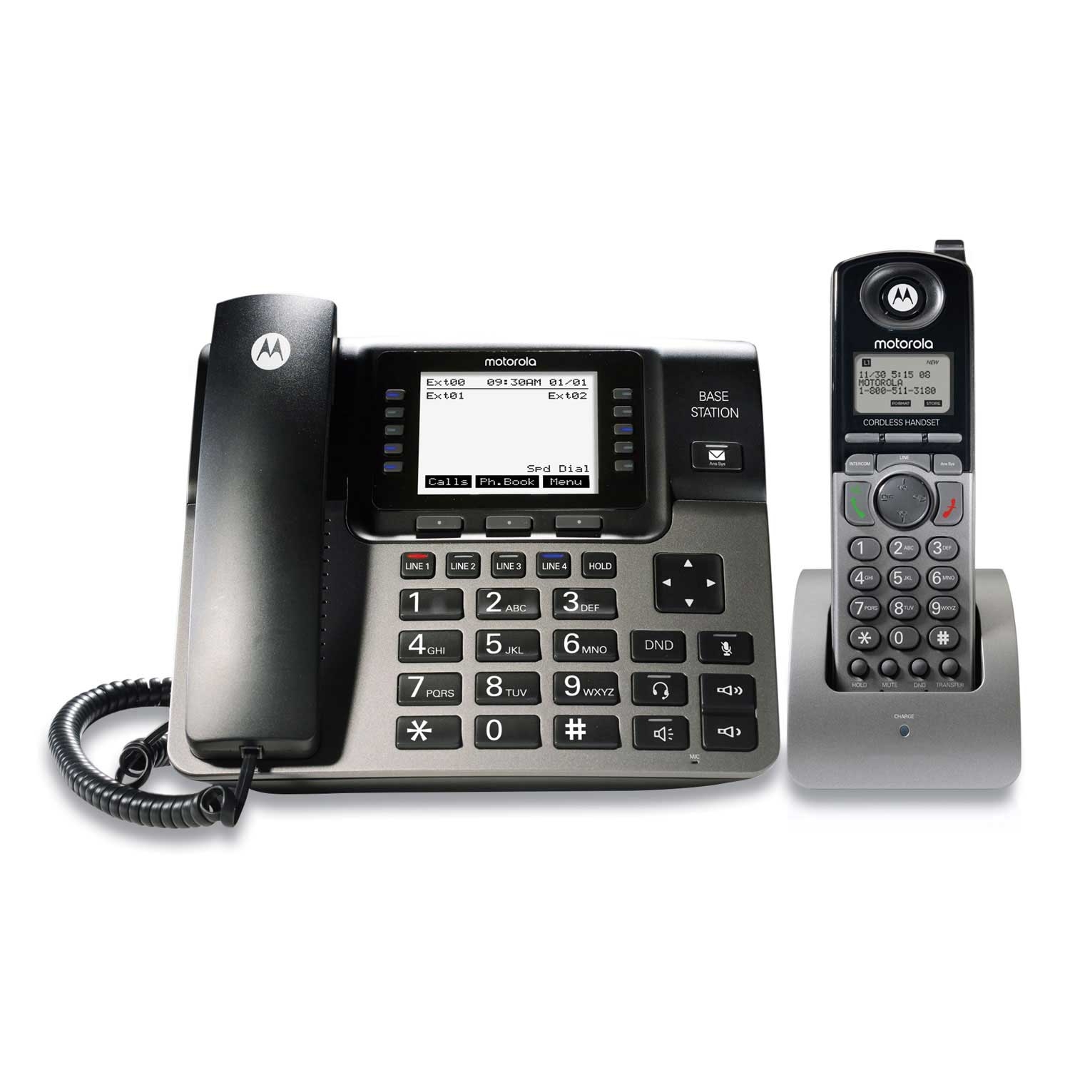 Motorola Black/Silver 1-4 Line Corded/cordless Phone System, 1 Handset