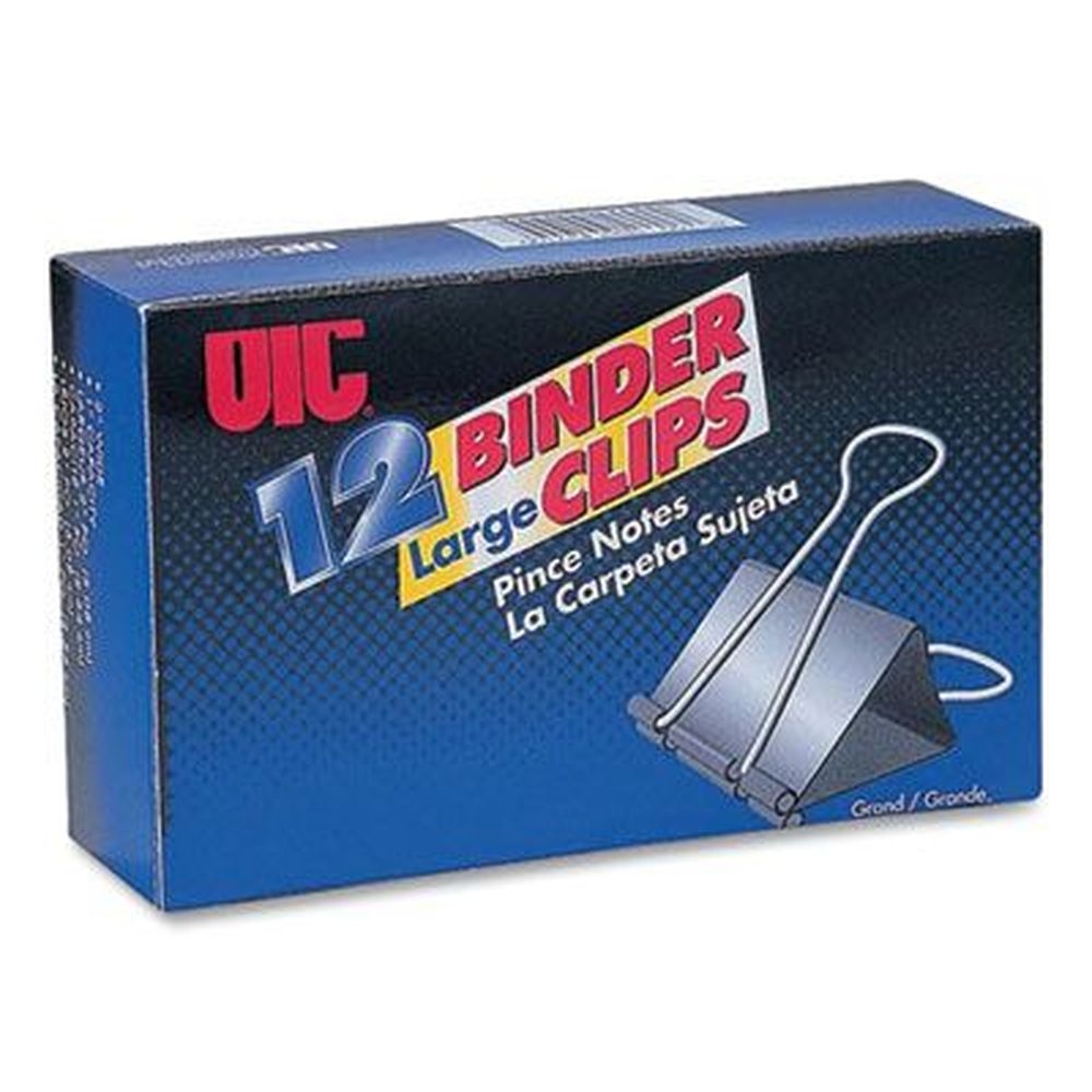 Officemate Black/Nickel Large Binder Clips -- 12 per box