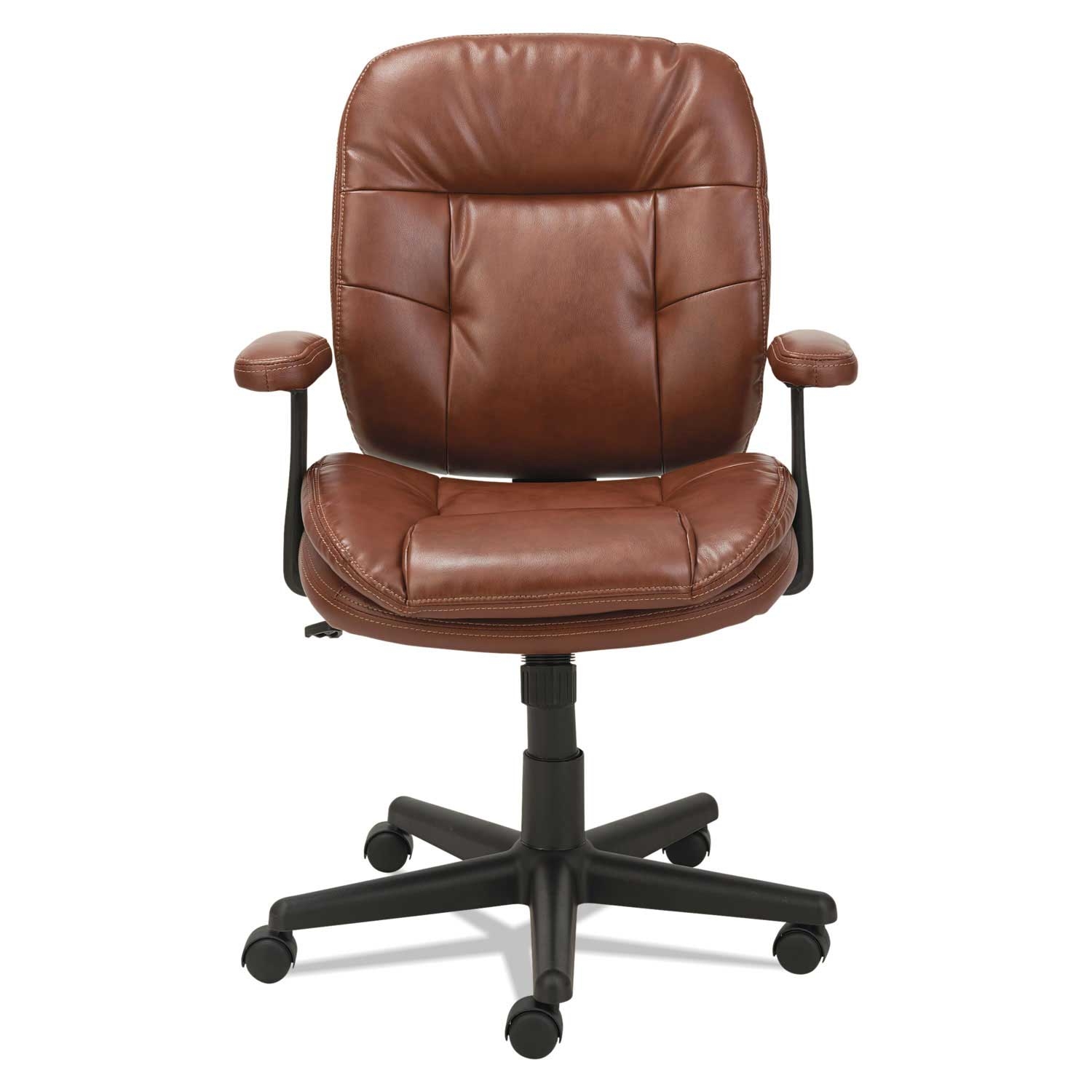OIF Chestnut Brown Seat and Back Swivel / Tilt Soft Leather Task Chair with Black Base