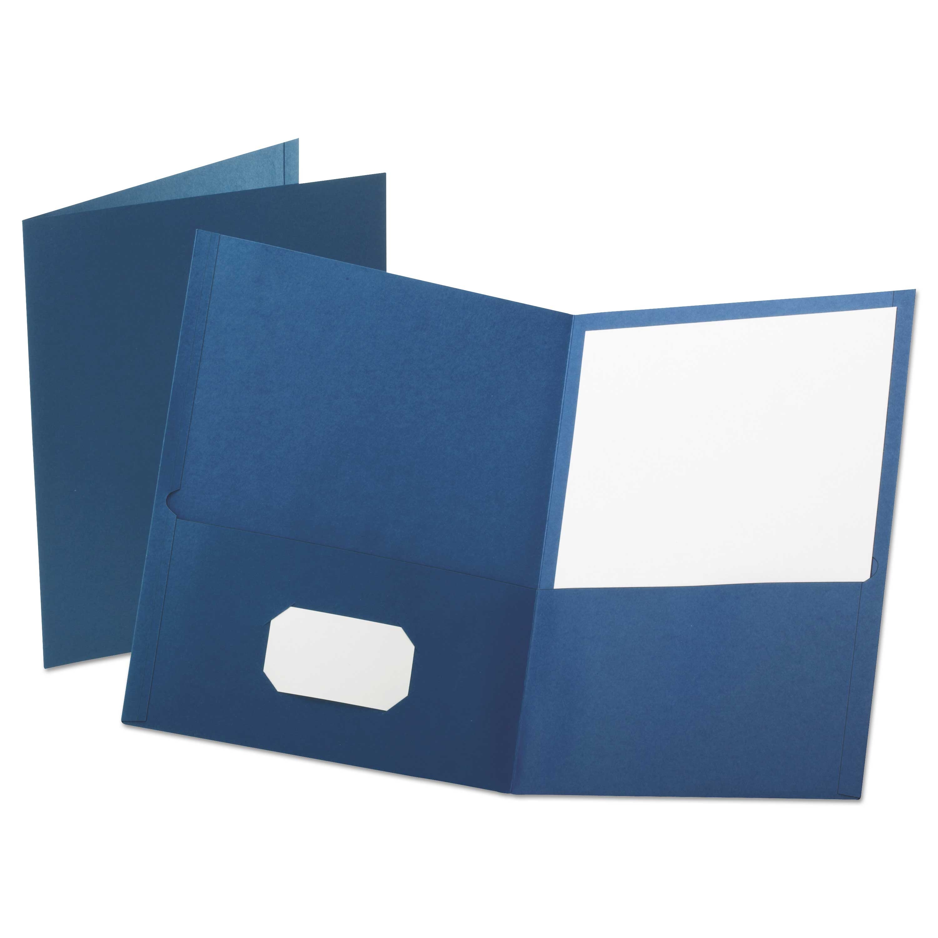 Oxford Blue Leatherette Two Pocket Portfolio, 8 1/2 x 11 inch - 10 per pack -- 1 pack per case