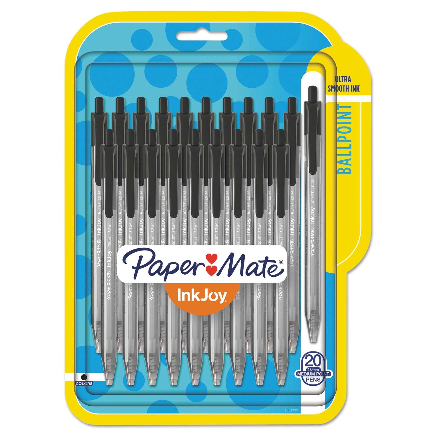 Paper Mate InkJoy 100 RT Medium 1 mm Black Ink/Barrel Retractable Ballpoint Pen - 20 count per pack -- 1 pack per case