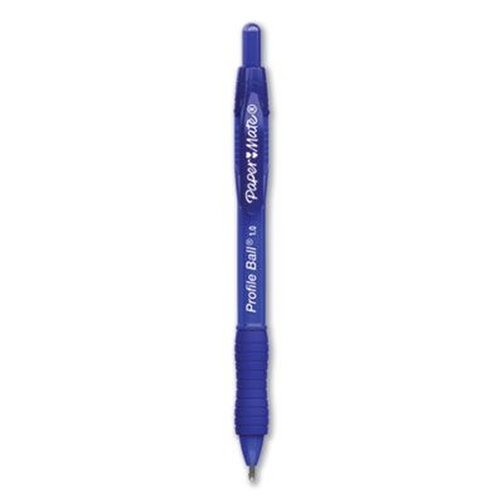 Paper Mate Profile Medium 1 mm Retractable Translucent Blue Barrel Ballpoint Pen -- 4 per pack