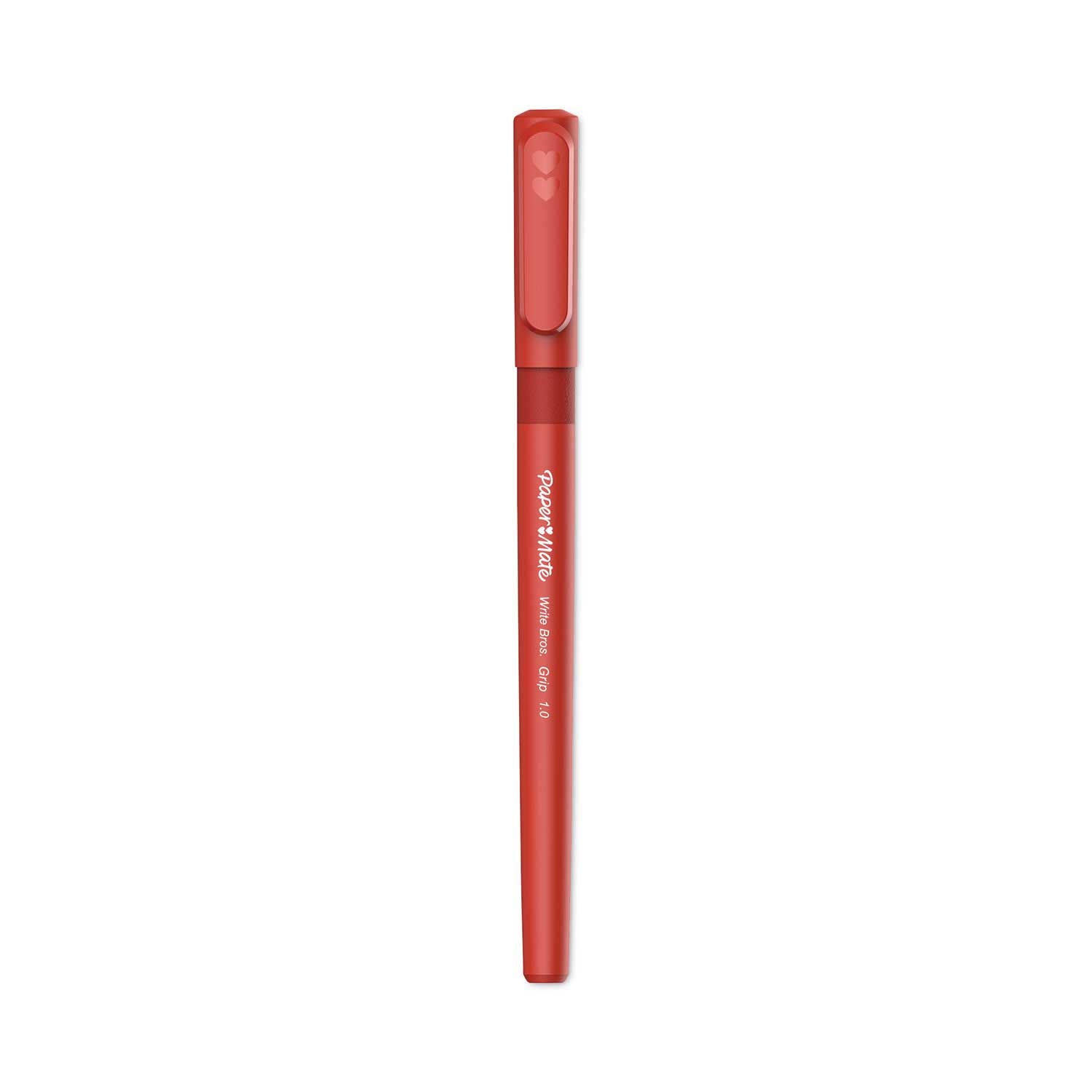 Paper Mate Write Bros Grip Red Barrel Medium 1 Mm Ballpoint Stick Pen -- 12 per case
