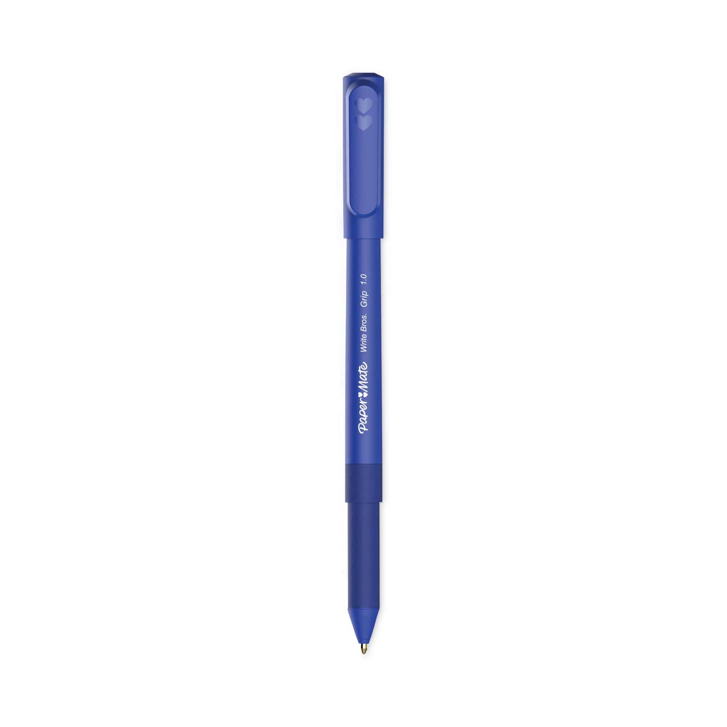 Paper Mate Write Bros Grip Blue Barrel Medium 1 Mm Ballpoint Stick Pen -- 12 per case