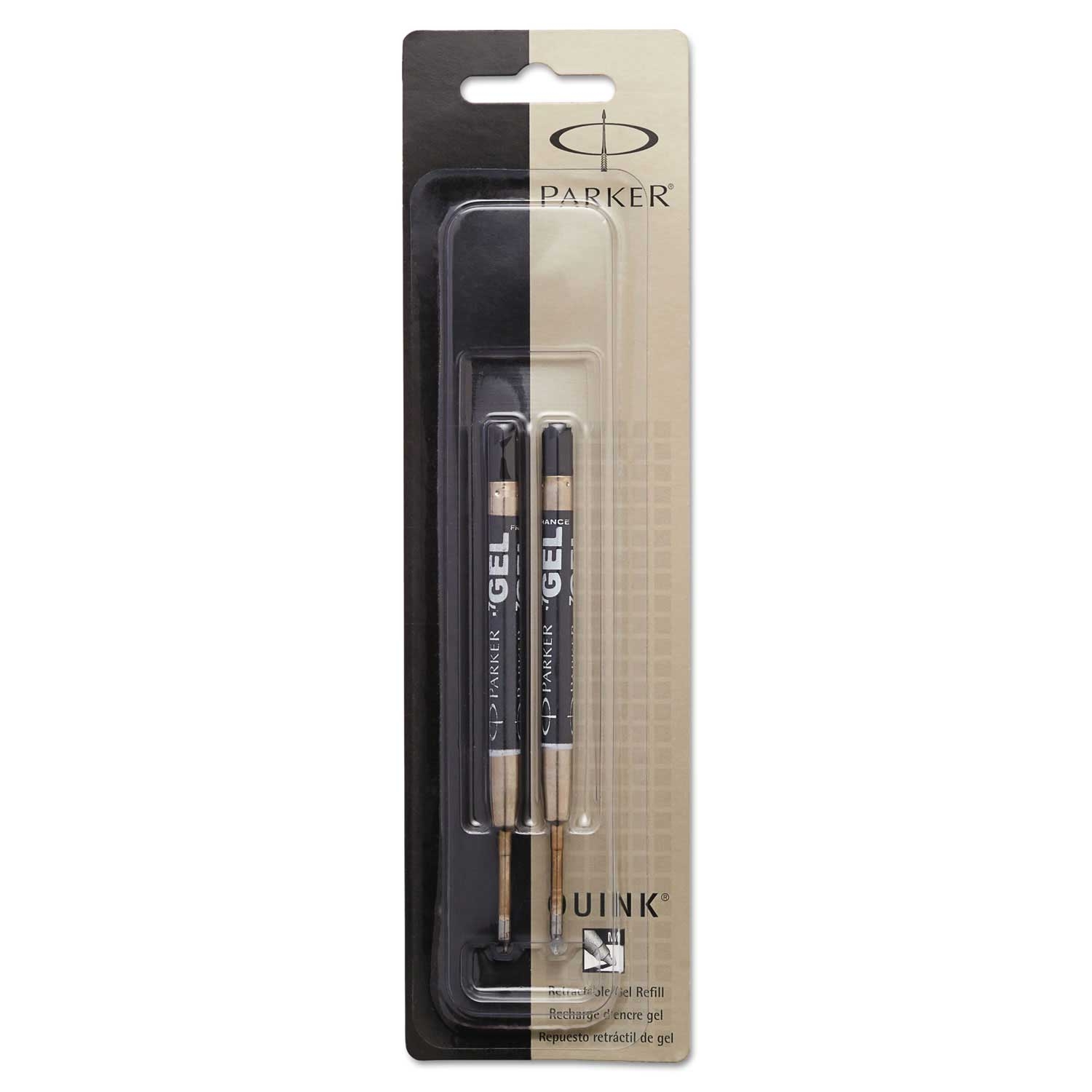 Parker Medium Conical Tip Black Ink Refill for Parker Retractable Gel Ink Roller Ball Pen - 2 per pack -- 1 pack