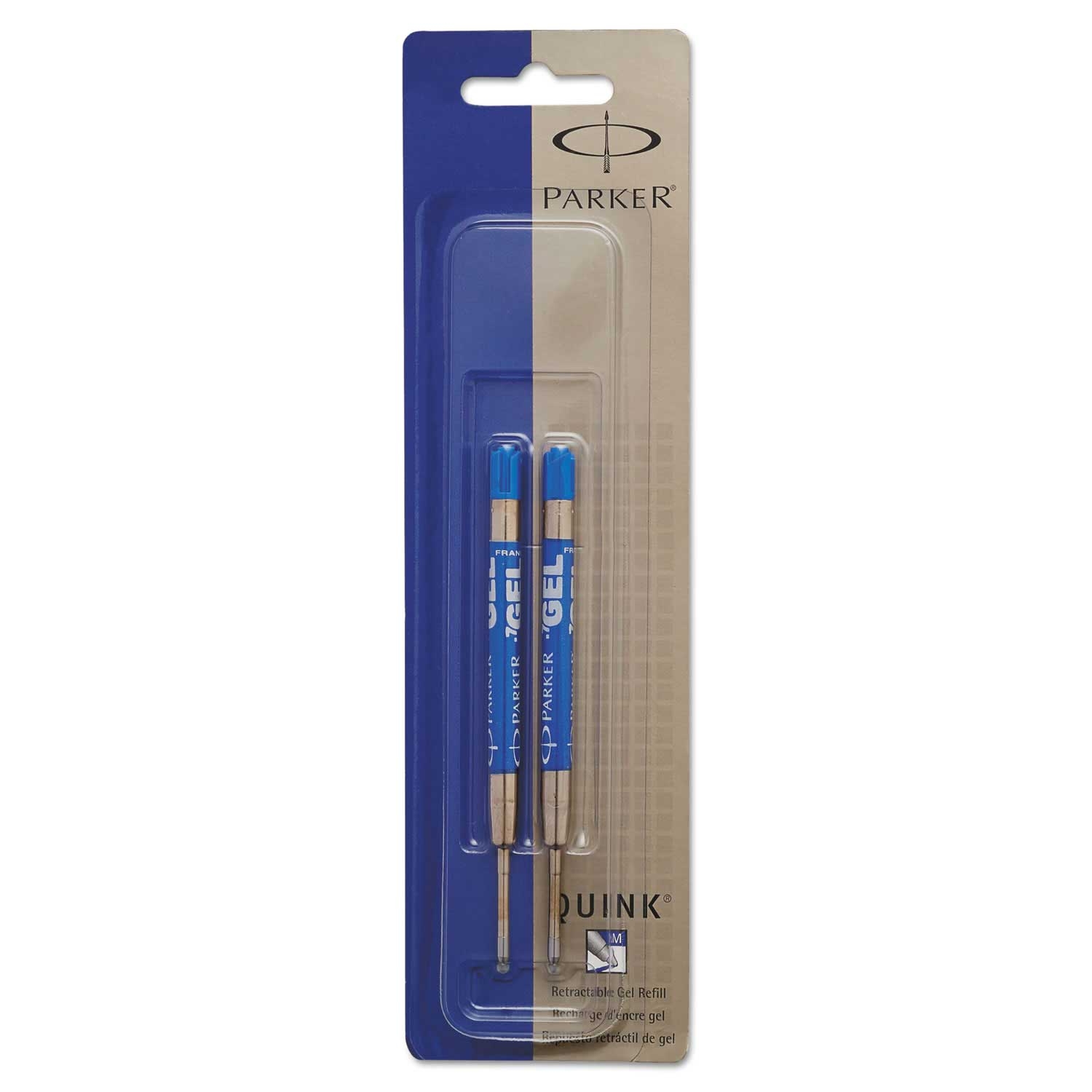 Parker Medium Conical Tip Blue Ink Refill for Parker Retractable Gel Ink Roller Ball Pen - 2 per pack -- 1 pack